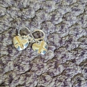 Silver and Gold Heart Earrings Lever Back